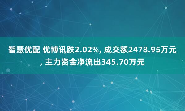 智慧优配 优博讯跌2.02%, 成交额2478.95万元, 主力资金净流出345.70万元